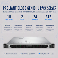 Server Rak DL360 Gen10 Plus Gen11 Gen9 Gen12 1U HDD SAS SATA PCIe Penyimpanan NAS Memori Datacenter Enclosure