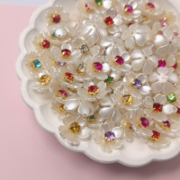 Patchs de fleurs en strass à 5 pétales de 15 mm, fleur épanouie avec diamants incrustés