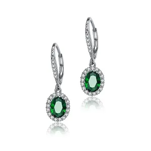 Keiyue 925 silver seoul emerald green stone drop earrings korean earrings wholesale teardrop earring