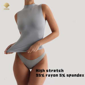 Luluxixiyaya - Top de Verano Personalizable para <span class=keywords><strong>Mujer</strong></span>, Cuello Alto, Tejido de Punto, <span class=keywords><strong>Sin</strong></span> Mangas, Estilo Camiseta, Ropa Interior - Product Image 3