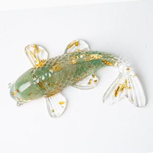 Poisson Koi en cristal jaune avec feuille d'or polie, porte-bonheur, Feng Shui, objet de collection, décoration d'intérieur - Product Image 4