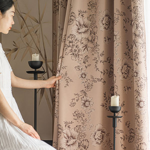 <span class=keywords><strong>Rideau</strong></span> occultant double couche avec voilage, motif floral pivoine rétro d'Asie du Sud-Est, pour salon, chambre et fenêtre en <span class=keywords><strong>baie</strong></span> - Product Image 2