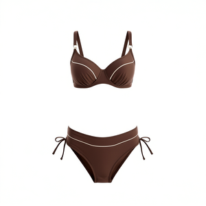 Costume da bagno intero HDJ Plus Size con controllo pancia, rosso vino fantasia, taglie 44-54, scollo a V, in Spandex Nylon - Product Image 2