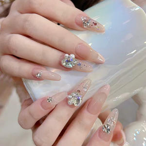 Uñas Postizas de Gel Suave con Punta Francesa y Logotipo Personalizado, Juego de Uñas Postizas Cortas Almendradas de Lujo, Uñas Artificiales - Product Image 2