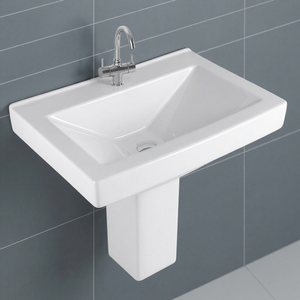 Lavabo demi-pied en céramique Vistaar, design moderne, écologique, capacité 9L, le meilleur - Product Image 1