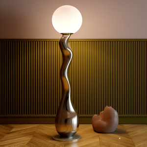 Lampe de sol moderne en métal, lumière LED, couleur changeante, blanc chaud, design contemporain, grande taille, lampe sur pied pour salon - Product Image 4