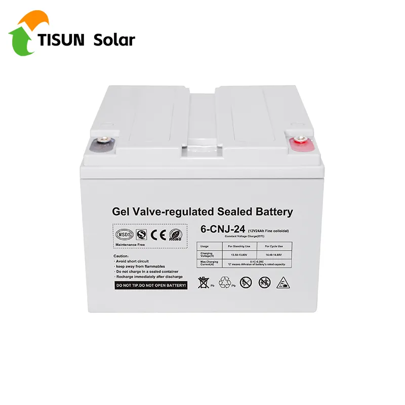 Tisun Rechargeable Battery 12v 24AH 48AH 100AH Storage Deep Cycle Lead Acid Batteries With Gel Battery