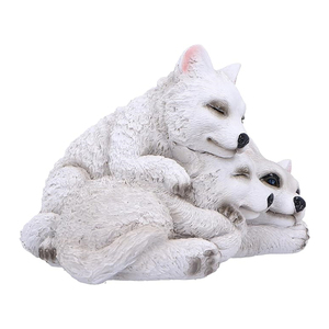 WeiVista resina bianco lupo famiglia scultura per giardino decorazione animale o fornitore di Display per la casa all'aperto - Product Image 2