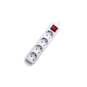 Regleta - regleta alemana de 4 tomas, sin cable, con interruptor, color blanco, ideal para conectar múltiples dispositivos. - Product Image 1