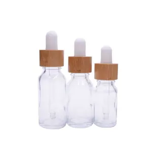 Leere ätherische Öl flasche Tropf 10ml bernstein grün klar Milchglas kosmetische Tropf flasche mit Bambus deckel