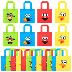 Olmayan dokuma kumaş çanta Elmo çerez tema parti dekor doğum günü dekorasyon çocuklar için sevimli renkli depolama malzemeleri