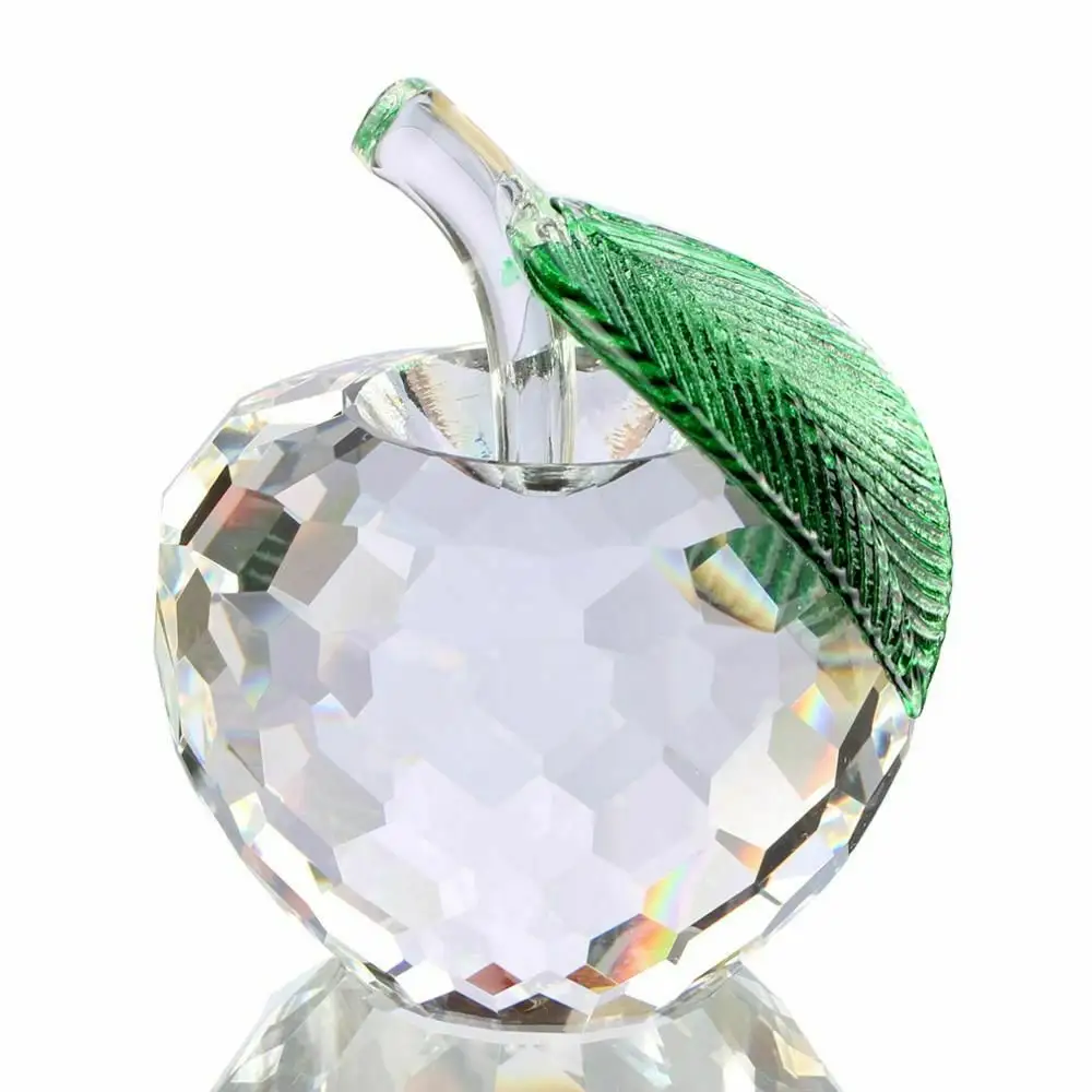 Christmas crystal figurine craft fruit glass apple gift for guests wedding souvenir wholesale