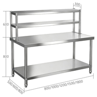 Table de boucherie en acier inoxydable pour cuisine professionnelle, réglable en hauteur, avec tube carré et protection anti-éclaboussures