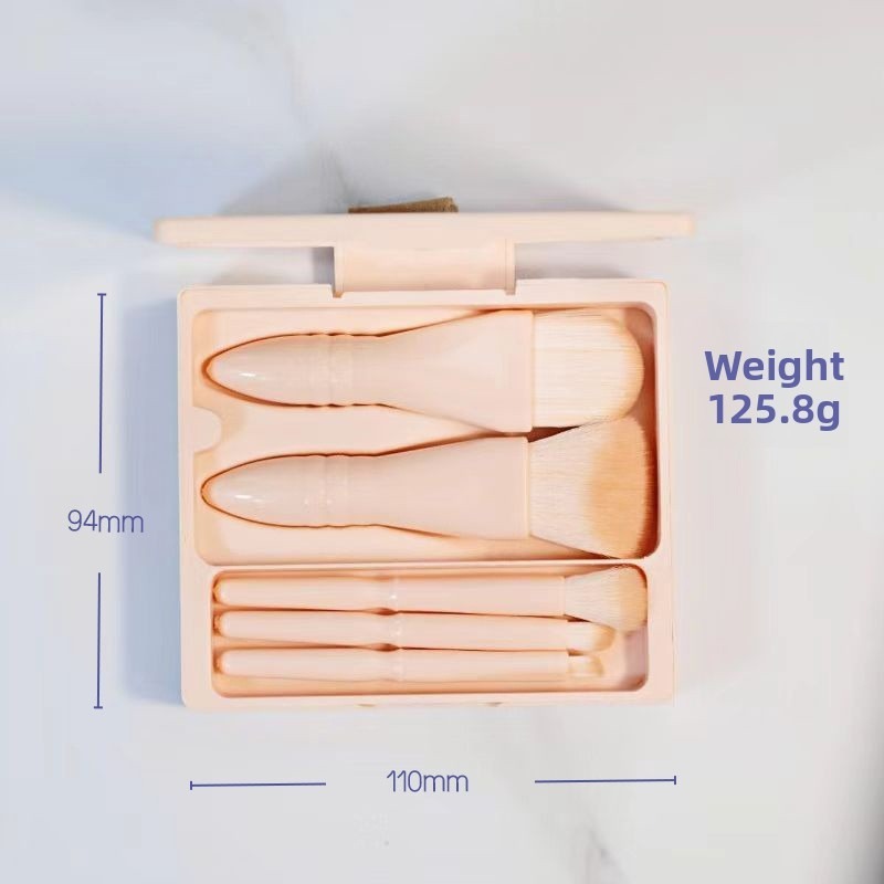 Macaron 5 brushes with mirror cover [skin tone]
