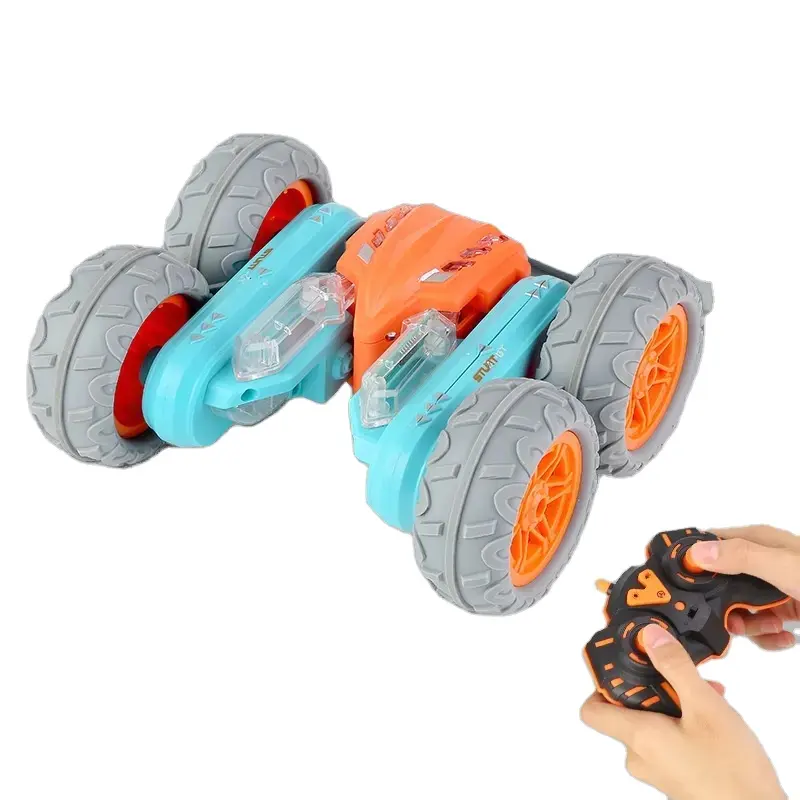 2.4ghz telecomando Double Sided Mini Rc Stunt Car 360 Flips Rotating Rc Cars con luci a Led macchinine elettriche ricaricabili