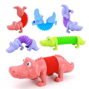 Pop Tubes Animal Fidget Toys Dinosaur Dog Giraffe Dolphin Shark Crocodile Newest Stretch Pipe Fidget Pop Tube Toy For Kids