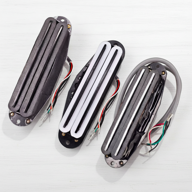 Custom Logo Low Noise Double Coil Chrome Rail Single Guitar Pickup Humbucking with Splitting Output Wire for Electric Guitars