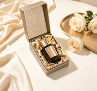Boîte d'emballage cosmétique rigide en velours haut de gamme personnalisée, en carton recyclable avec gaufrage et vernis sélectif UV pour huiles essentielles et soins de la peau