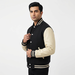 2024 Custom Logo Embroidery Wool Baseball Jacket Coat Unique Logo Print Street Varsity Jacket <b>Stand</b> <b>Dropped</b> Shoulders Thin Style - Product Image 1