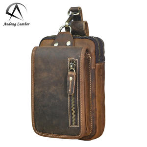 Andong - Nueva Riñonera de Cuero para Hombre, Estilo Casual, con Gancho, de Cuero Crazy Horse, Pequeña, con Capacidad para Llevar al Hombro o Cruzado - Product Image 1