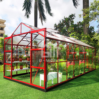 Kit de serre en polycarbonate avec structure en aluminium pour jardin extérieur, avec aération de toit, 14' x 8' x 7.5' pieds