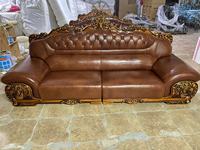 Juego de Sofás de Madera Maciza Tallada de Estilo Europeo, Victoriano, Vintage, Clásico y de Lujo
