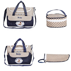 Sacs à couches <span class=keywords><strong>pour</strong></span> bébé, lot de 5 pièces, imperméables et anti-poussière, multifonctionnels, avec deux sacs à main, un sac <span class=keywords><strong>pour</strong></span> biberon, un petit sac à lunch et un tapis - Product Image 2