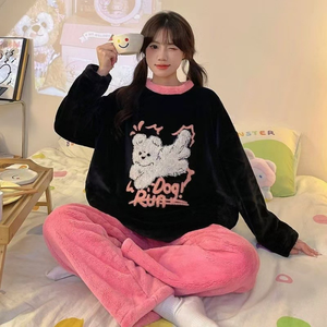 Set <span class=keywords><strong>Pigiama</strong></span> in Flanella per <span class=keywords><strong>Donna</strong></span>, Manica Lunga in <span class=keywords><strong>Pile</strong></span> Corallo, 2 Pezzi, Vendita all'Ingrosso |   Abbigliamento da Notte Caldo per Autunno e Inverno, Abbigliamento per Casa con Etichetta Privata - Product Image 3