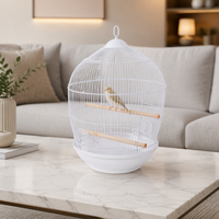 Vente en gros de cages à oiseaux rondes blanches personnalisées 48*68cm en plastique et en fer, écologiques, classiques, pour l'élevage des perroquets et des canaris