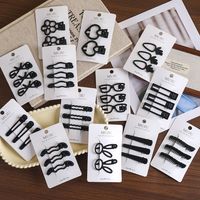 MUJU D270 Lot de 3 pinces à cheveux en métal noir mat 6 cm, épingles à cheveux géométriques en forme de nœud, logo personnalisé, carte avec code-barres, prêt à la vente, faible MOQ