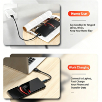 Câble de charge rapide USB-C 25 cm ultra-court, câble de données USB Type C 5A à charge rapide, Note 12 Pro USB avec éclairage LED