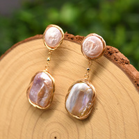 Boucles d'oreilles en perles de mariée, clous d'oreilles en perles d'eau douce plaqués or, élégantes, pour mariage, fête, accessoire de mode, boucles d'oreilles en perles