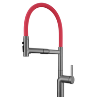 Robinet de cuisine moderne classique en acier inoxydable 304 brossé magnétique, eau chaude et froide, finition nano noir/argent, montage sur plan