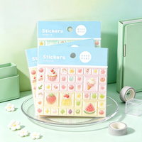 Autocollants 3D mignons en forme de blocs, dessins animés, desserts, fruits, fleurs, carreaux, autocollants en résine Kawaii à bulles pour la décoration de journaux et le scrapbooking