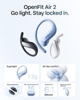 SHOKZ OpenFit Air 2, écouteurs ouverts, résistants à l'eau, avec crochets d'oreille sécurisés SHOKZ T520 : Confort optimal ; Son naturel ; Conception ouverte pour une immersion immersive