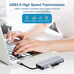6 1 Multiport USB <span class=keywords><strong>Hub</strong></span> Docking Station với VGA HDTV PD USB3.0 <span class=keywords><strong>USB2.0</strong></span> Type-C cổng cho Máy Tính Xách Tay <span class=keywords><strong>PC</strong></span> USB thiết bị - Product Image 4