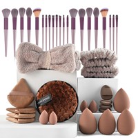 Ensemble de pinceaux de beauté en nylon de 46 pièces, best-seller, avec manche en bois, pour le lavage du visage, le maquillage, le rasage