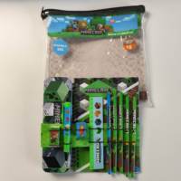 24*25cm vente en gros ensemble de papeterie personnalisé dans un sac en PVC avec cahier crayons boîte à crayons gomme taille-crayon règle stylo à bille thème de jeu