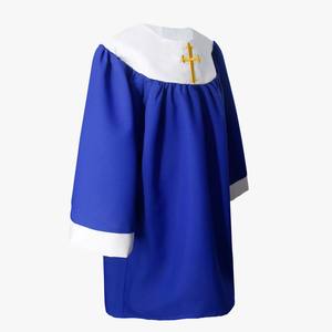 Túnicas de Coro Personalizadas para Niños de Iglesia con Yugo Redondeado, Logotipo de Cruz Dorada, 100% Poliéster, Tela Mate - Product Image 1