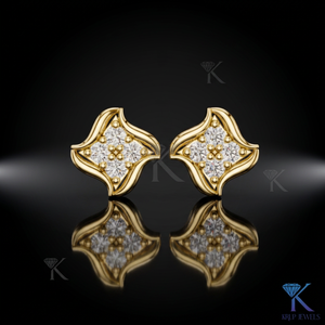 ต่างหูเพชรเลี้ยงในห้องปฏิบัติการทรงดาวเรขาคณิตแบบหยัก 14K/18K ทองคำแท้ ประดับเพชร 4 เม็ด จัดเป็นกลุ่ม เครื่องประดับผู้หญิงชั้นดี สำหรับงานแต่งงานและวันครบรอบ - Product Image 1