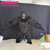 Costume de gorille noir gonflable pour déguisement, mascotte gonflable de gorille pour la marche