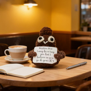 Jouet en crochet fait main tendance 2025, figurine amusante en peluche avec carte de message humoristique, amigurumi, décoration de bureau, anti-stress - Product Image 5