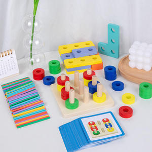 Montessori personalizado 3 en 1 niños forma <span class=keywords><strong>de</strong></span> madera juego <span class=keywords><strong>de</strong></span> palo <span class=keywords><strong>de</strong></span> matemáticas a juego educativo clasificación apilamiento juguetes para niños - Product Image 4