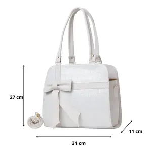 Bolso de Mano de Cuero Blanco para Mujer Fana Coraima, Logotipo de Estrella Geométrica, Estilo Casual, Cierre de Solapa Rectangular, Dos Asas - Product Image 1