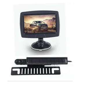 Caméra de recul de voiture sans fil large vue 170 degrés WiFi 720P HD caméra de recul de sécurité solaire de voiture avec moniteur 4.3 pouces