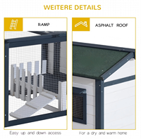 Cage à lapins moderne en bois pour extérieur avec enclos en grillage, toit imperméable en asphalte, plateau amovible, utilisation intérieure pour jardin ou cour arrière
