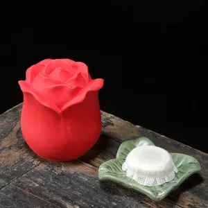 Modern seramik kremasyon çömleği insan külleri ve küçük evcil hayvan için gül çiçek anıt cenaze konteyner kediler ve köpekler için - Product Image 5