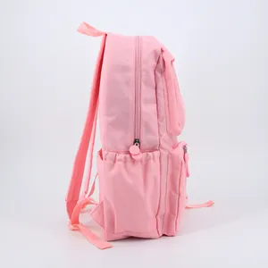 Hot Selling Custom Polyester School Bags Lightweight Lovely Pink Schoolbag Backpack Multi Pockets Girl Backpack