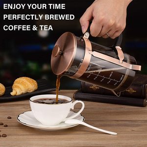 Cafetière à piston avec 4 filtres, en acier inoxydable durable, résistant à la chaleur, en verre borosilicate, cafetière à piston, <span class=keywords><strong>percolateur</strong></span> - Product Image 3