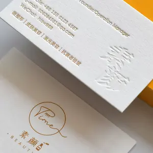 Individuelles 600 g baumwollpapier geprägtes monochrom-druck personalisierte visitenkarte luxusgeschenk postkarte feind geschäft